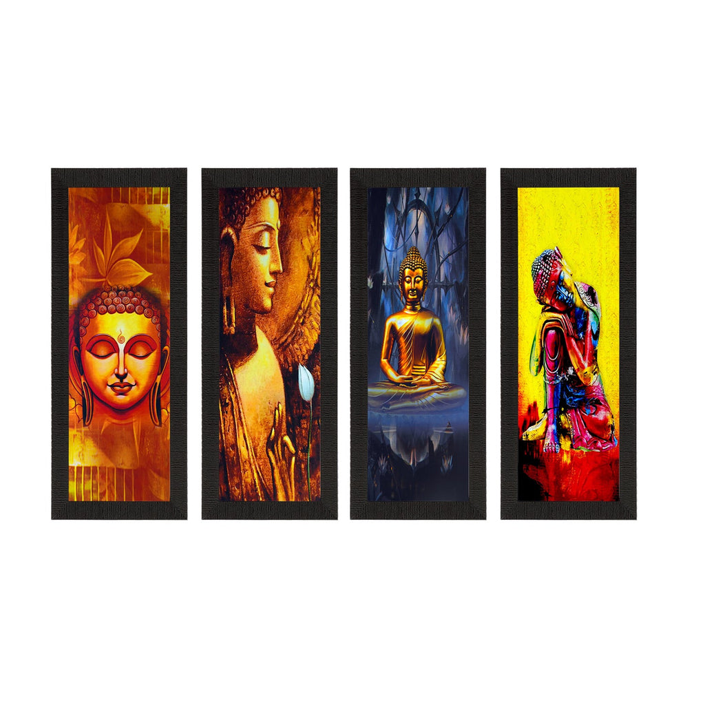 Set Of 4 Lord Buddha Satin Matt Texture UV Art Painting Kafalo