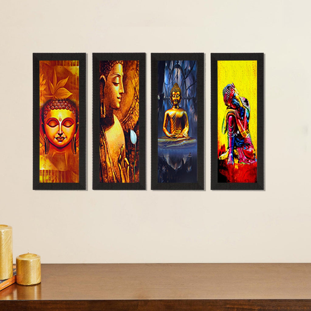 Set Of 4 Lord Buddha Satin Matt Texture UV Art Painting Kafalo