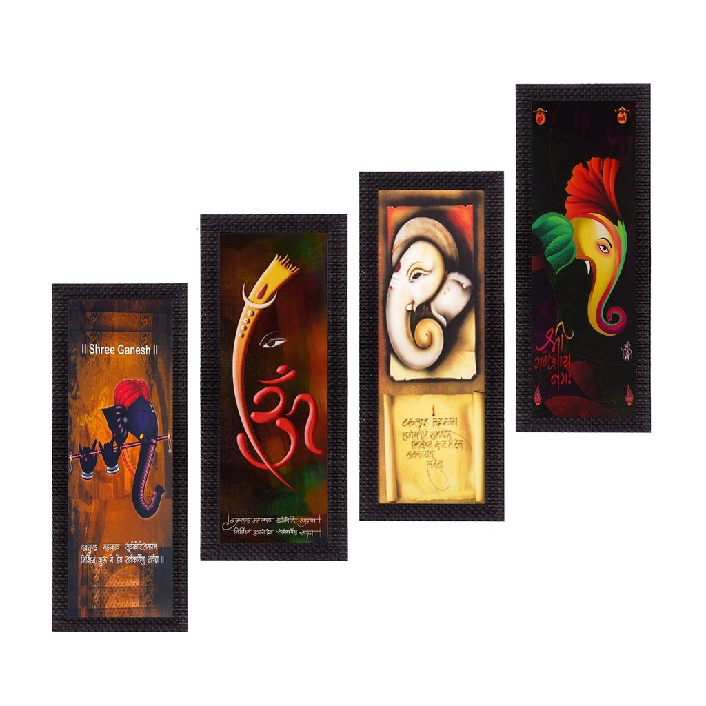 Set Of 4 Lord Ganesha Satin Matt Texture UV Art Painting Kafalo