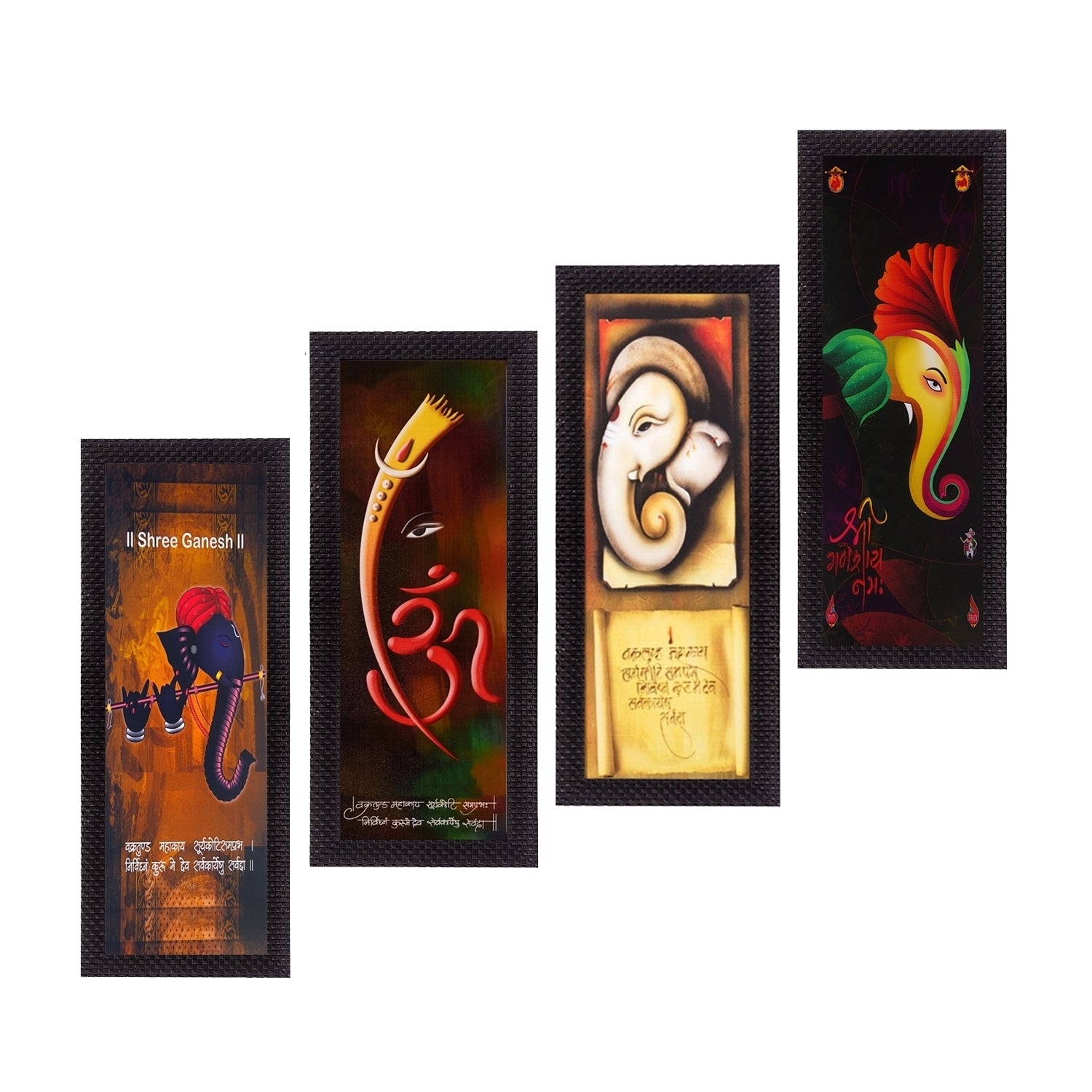 Set Of 4 Lord Ganesha Satin Matt Texture UV Art Painting Kafalo