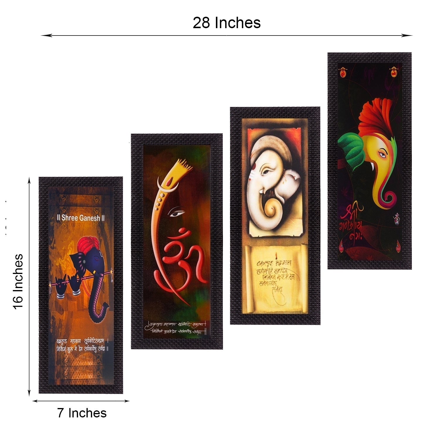 Set Of 4 Lord Ganesha Satin Matt Texture UV Art Painting Kafalo