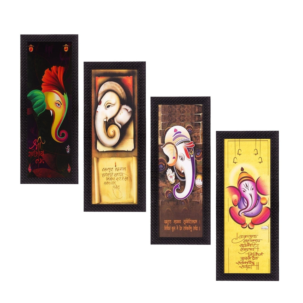 Set Of 4 Lord Ganesha Satin Matt Texture UV Art Painting Kafalo