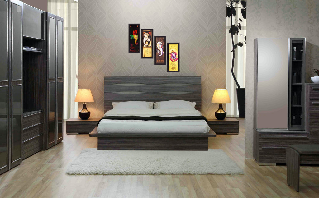 Set Of 4 Lord Ganesha Satin Matt Texture UV Art Painting Kafalo