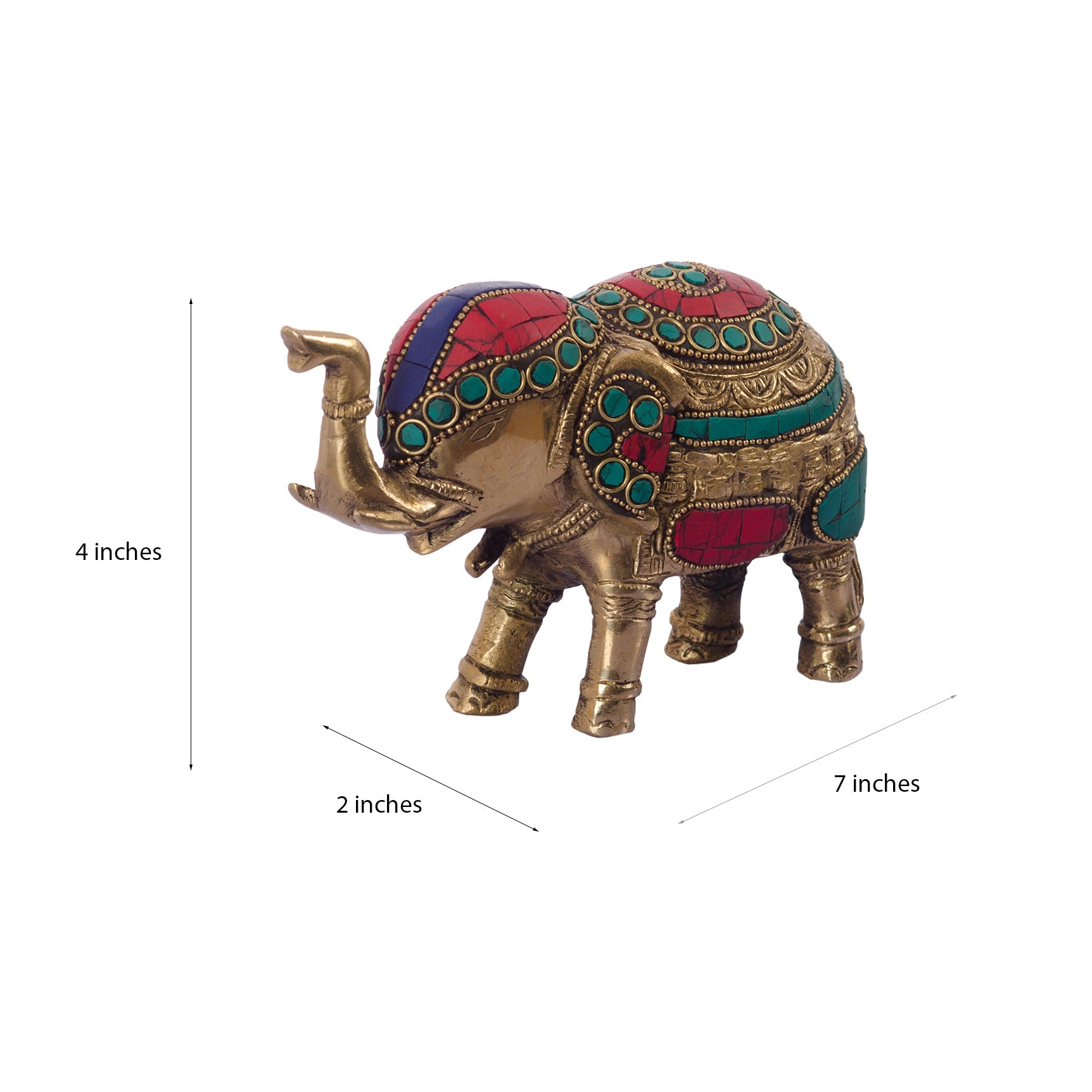 Stone Studded Brass Elephant Statue Animal Figurines Kafalo