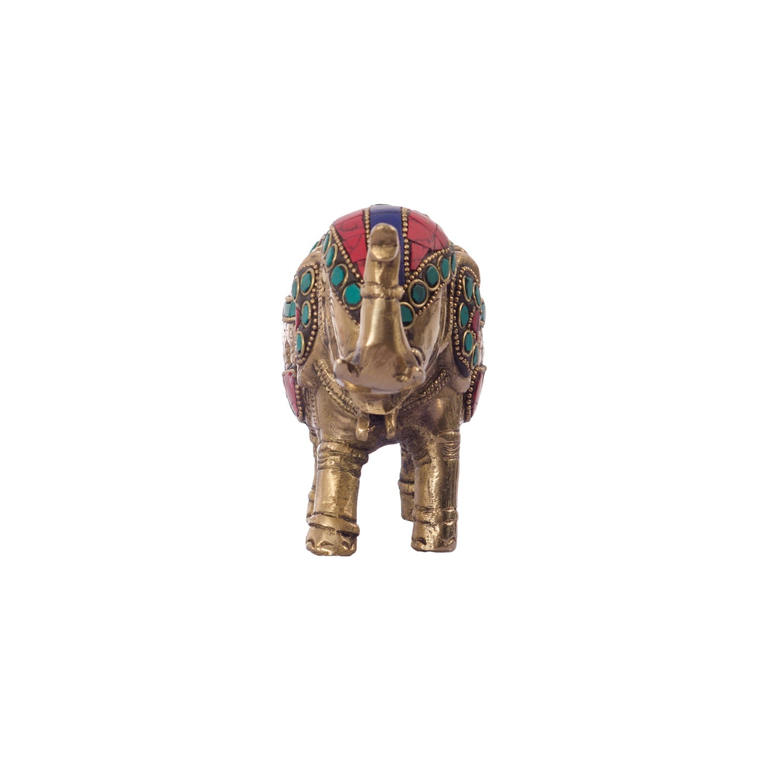 Stone Studded Brass Elephant Statue Animal Figurines Kafalo