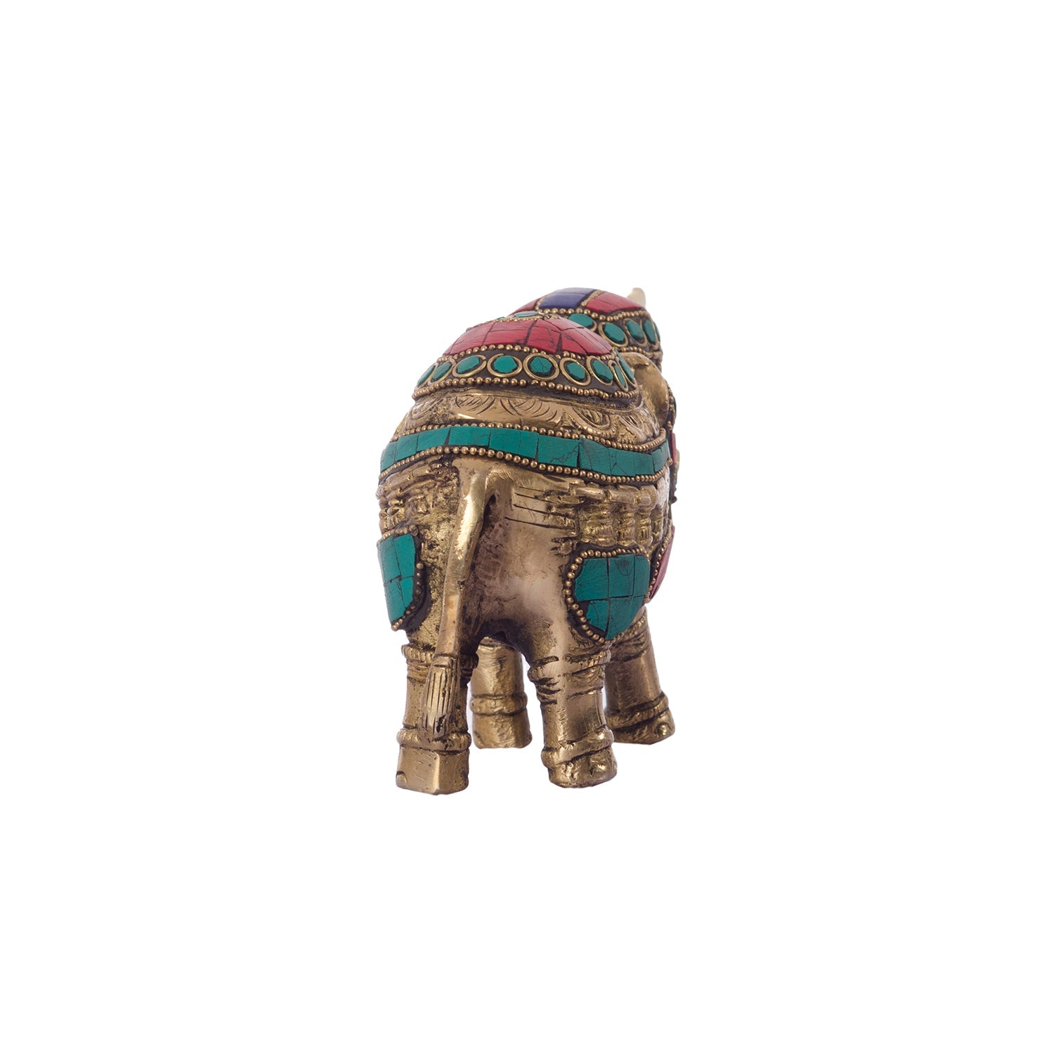 Stone Studded Brass Elephant Statue Animal Figurines Kafalo