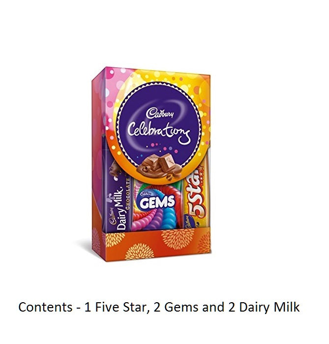 Designer Rakhi with Cadbury Celebrations Gift Pack of 5 Assorted Chocolates and Roli Tikka Matki, Best Wishes Greeting Card Kafalo