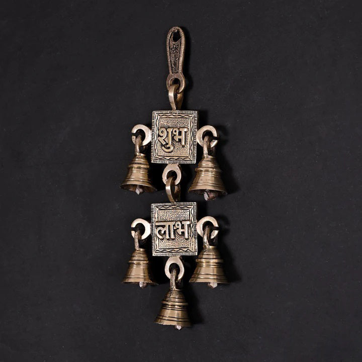 Brass Shubh Labh Wall Hanging Bell (9.5 Inch) Vedansh Craft