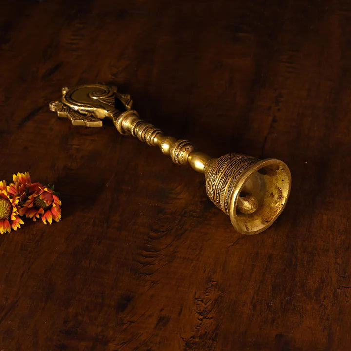 Brass Chakra Handbell (10.5 Inch) Vedansh Craft