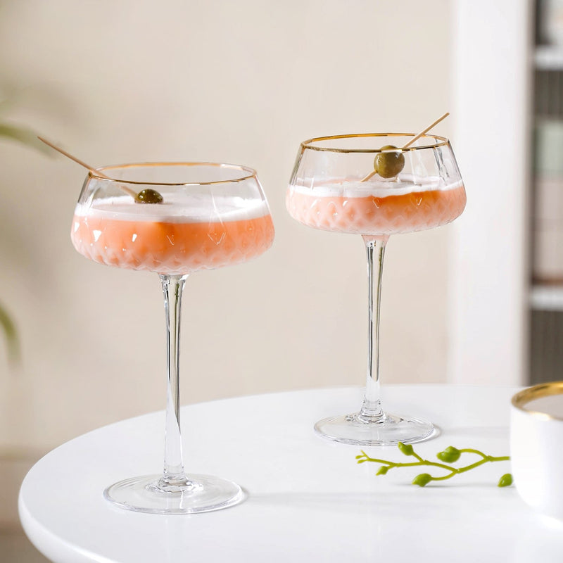 Crystal Gold Rim Cocktail Glass Set Of 2 320ml Nestasia
