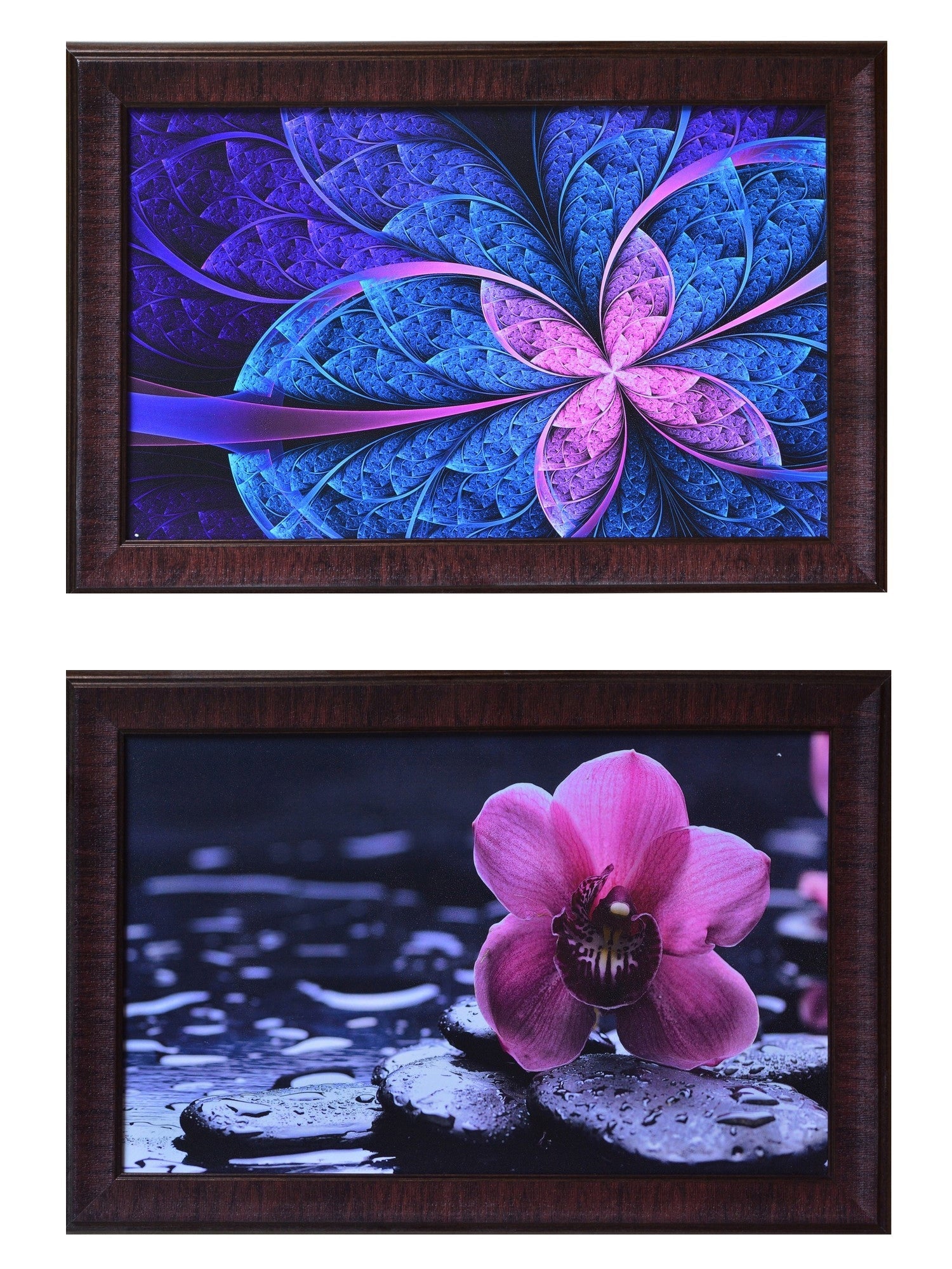 Set of 2 Floral Satin Matt Texture UV Art Painting Kafalo