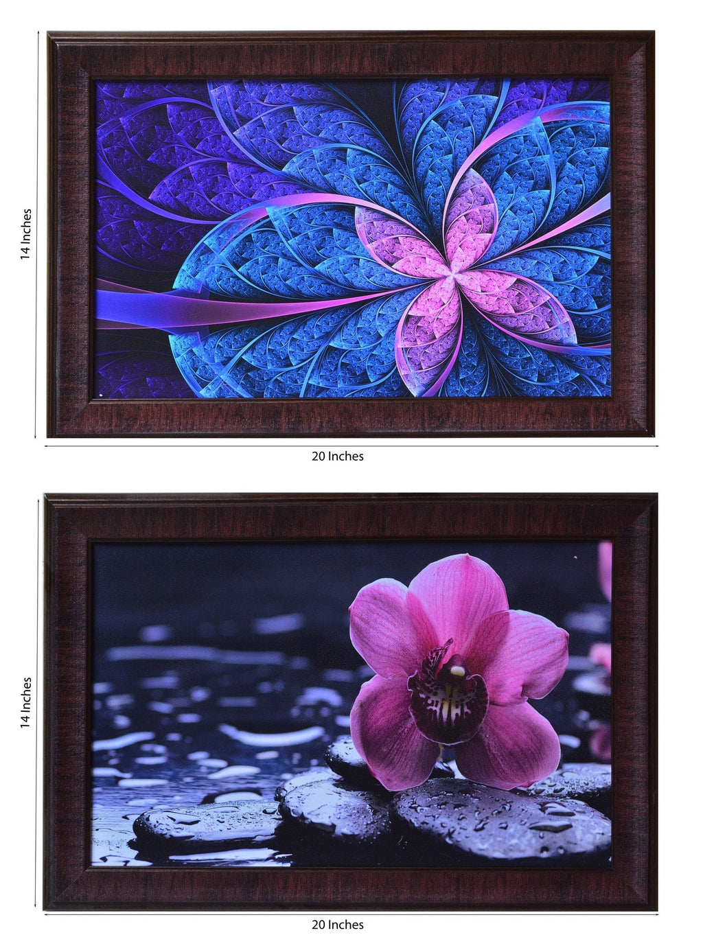 Set of 2 Floral Satin Matt Texture UV Art Painting Kafalo