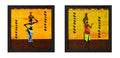 Set of 2 Tribal Lady Satin Matt Texture UV Art Painting Kafalo