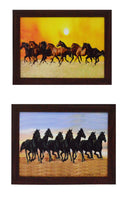 Set of 2 Running Horses Satin Matt Texture UV Art Painting Kafalo
