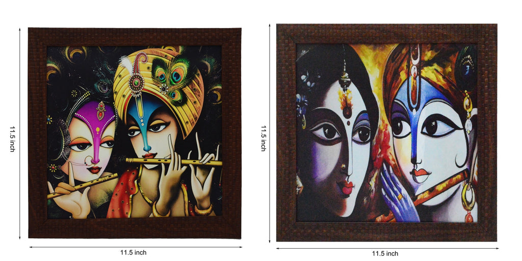 Set of 2 Radha Krishna Satin Matt Texture UV Art Painting Kafalo