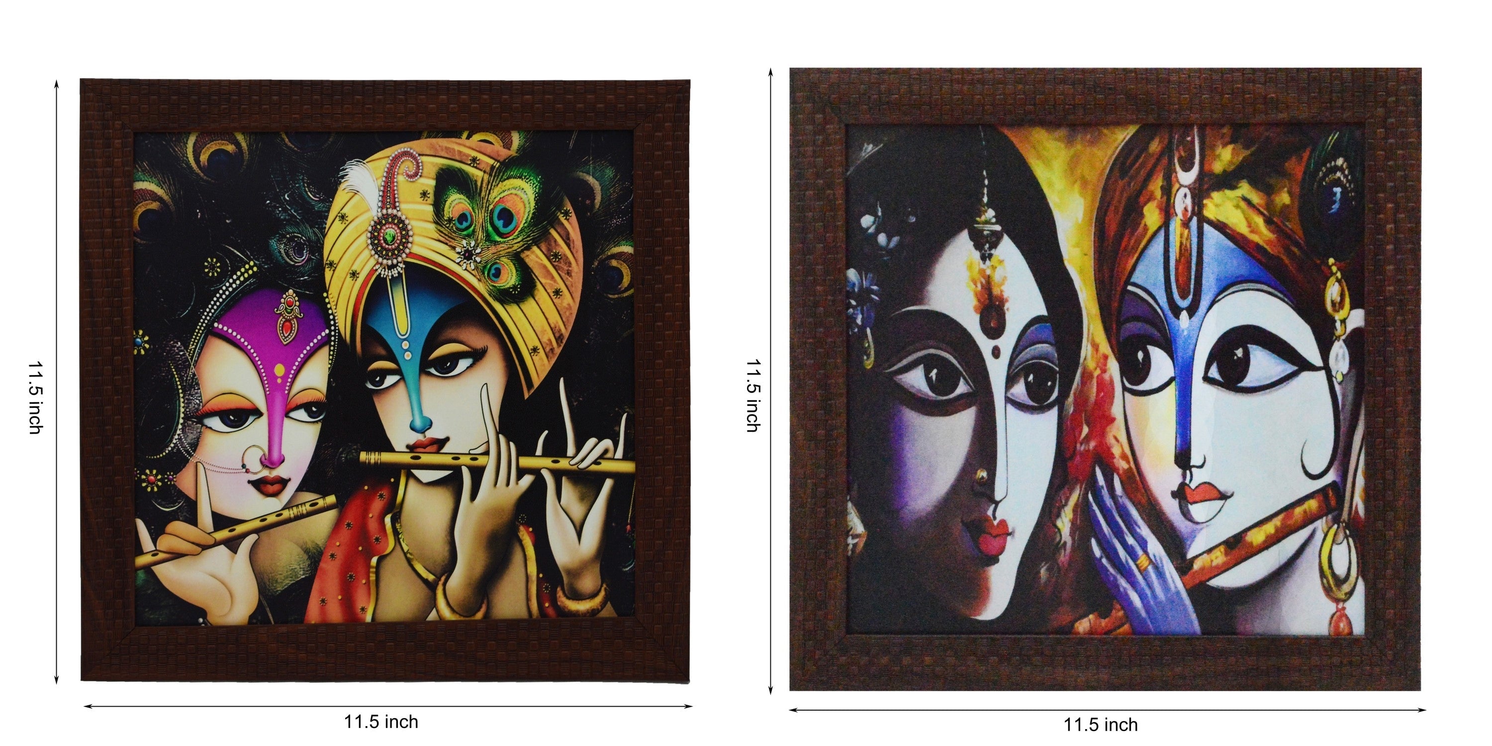 Set of 2 Radha Krishna Satin Matt Texture UV Art Painting Kafalo
