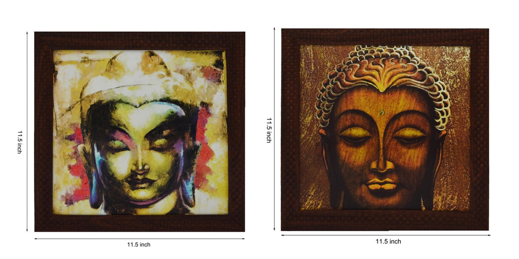 Set of 2 Meditating Buddha Satin Matt Texture UV Art Painting Kafalo