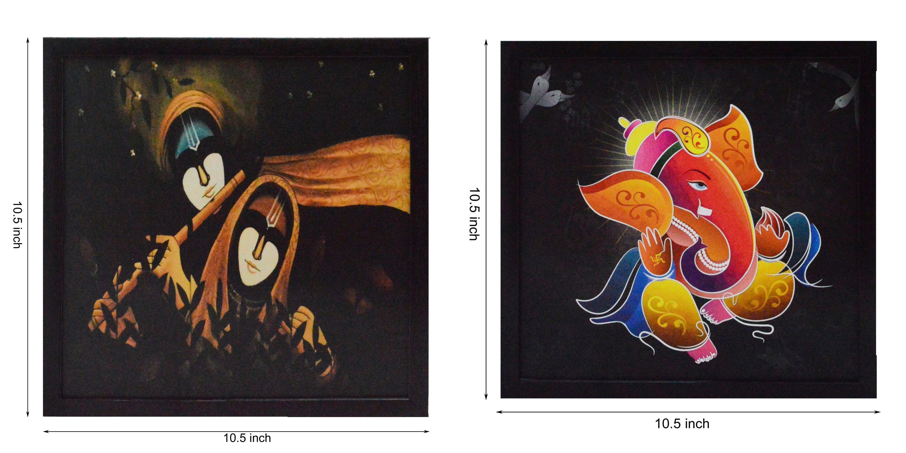 Set of Lord Ganesha and Radha Krishna Satin Matt Texture UV Art Painting Kafalo