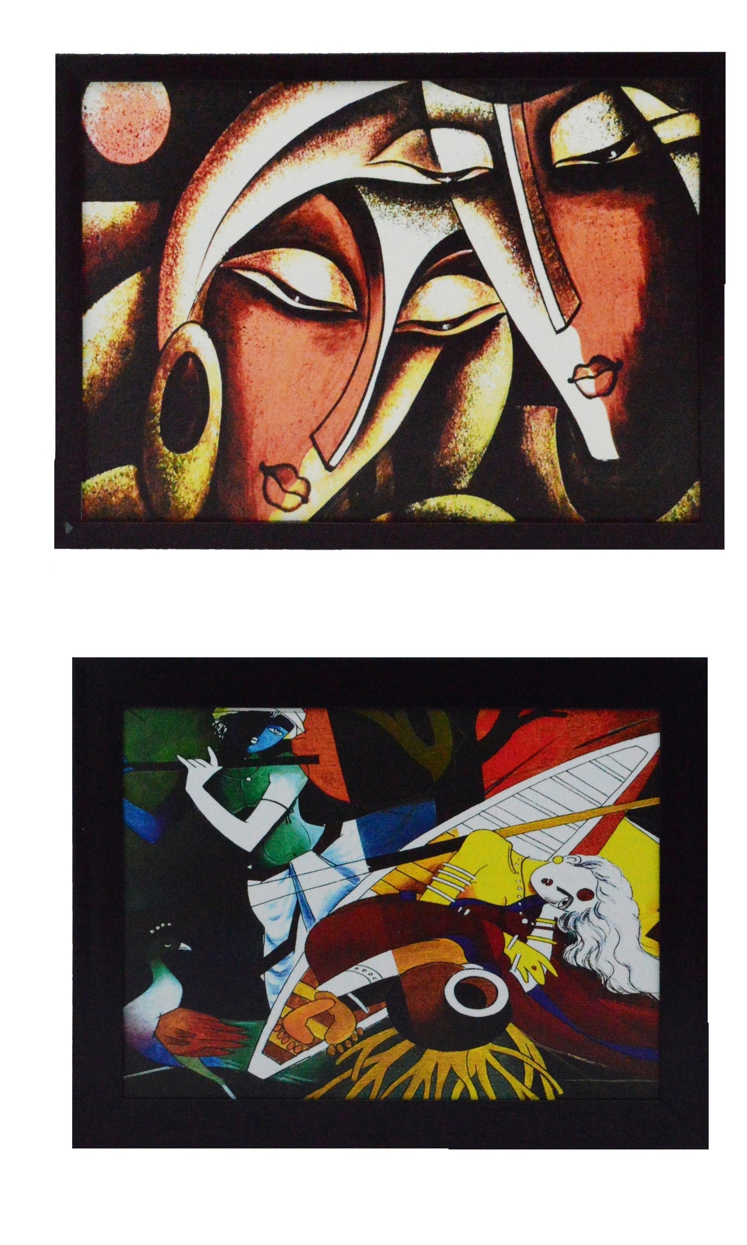 Set of 2 Radha Krishna Satin Matt Texture UV Art Painting Kafalo