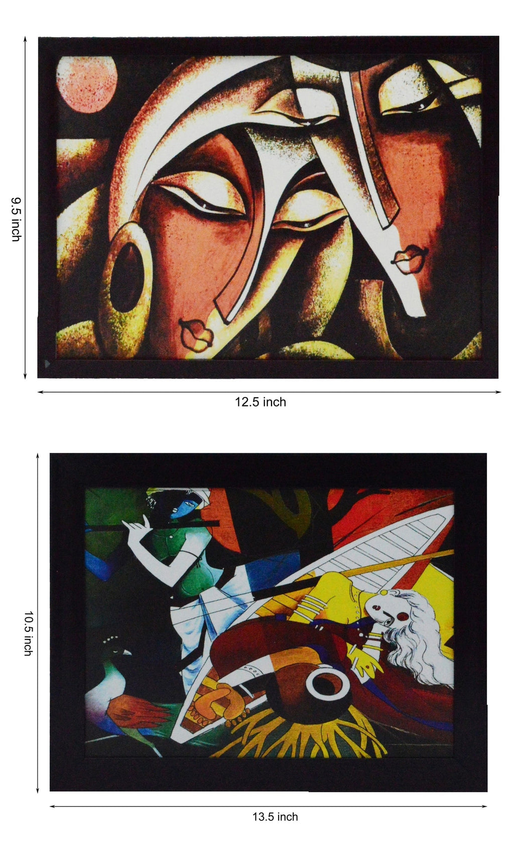 Set of 2 Radha Krishna Satin Matt Texture UV Art Painting Kafalo