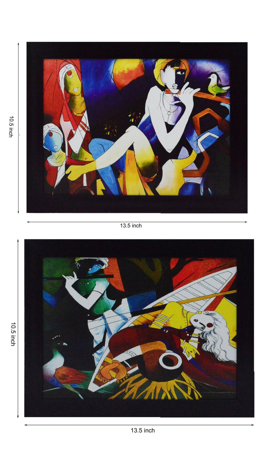 Set of 2 Radha Krishna Satin Matt Texture UV Art Painting Kafalo