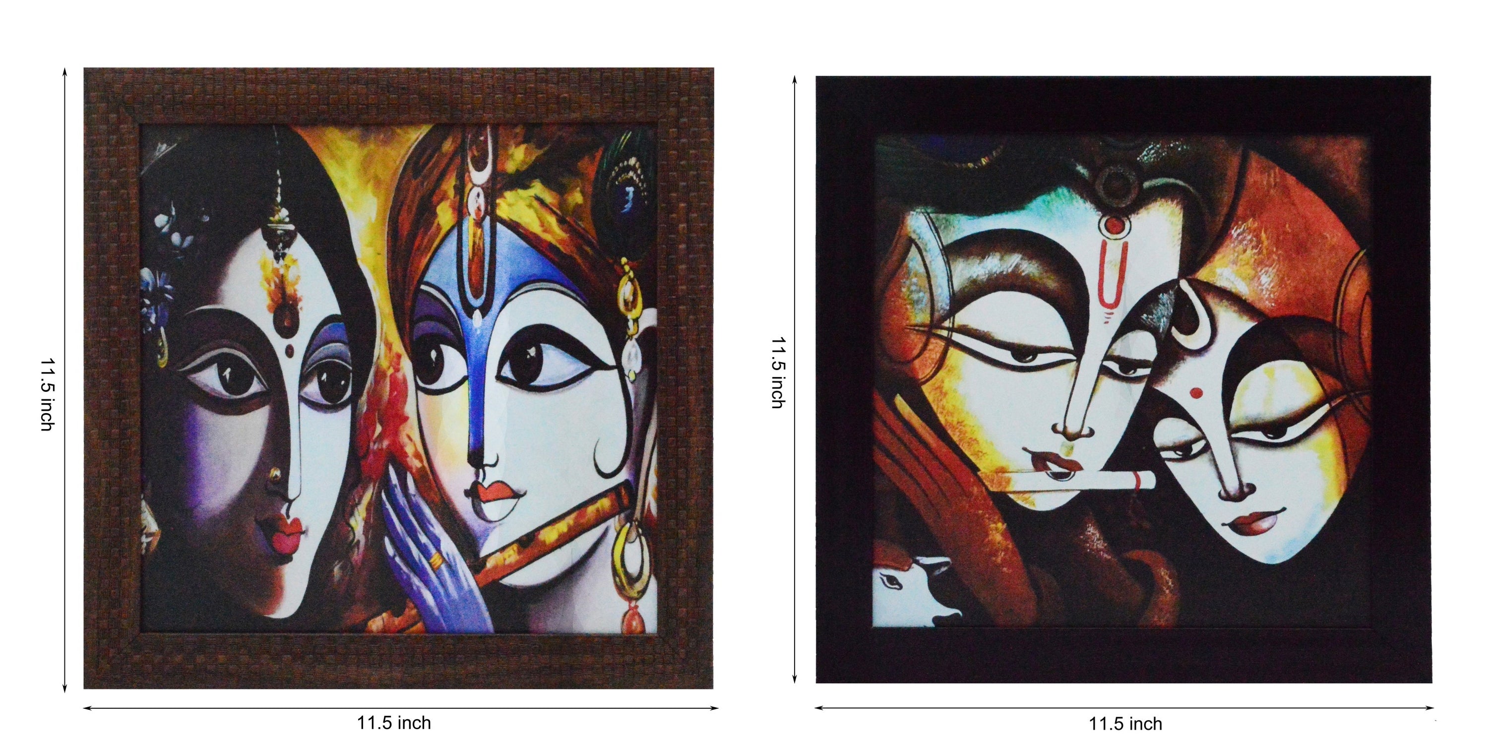 Set of 2 Radha Krishna Satin Matt Texture UV Art Painting Kafalo