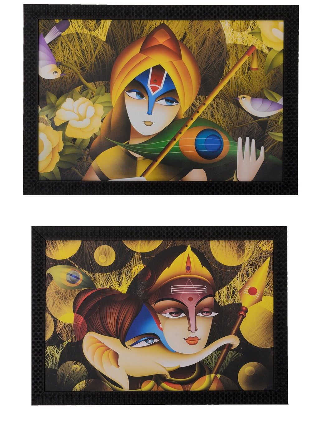 Set of 2 Radha Krishna Themed Satin Matt Texture UV Art Painting Kafalo