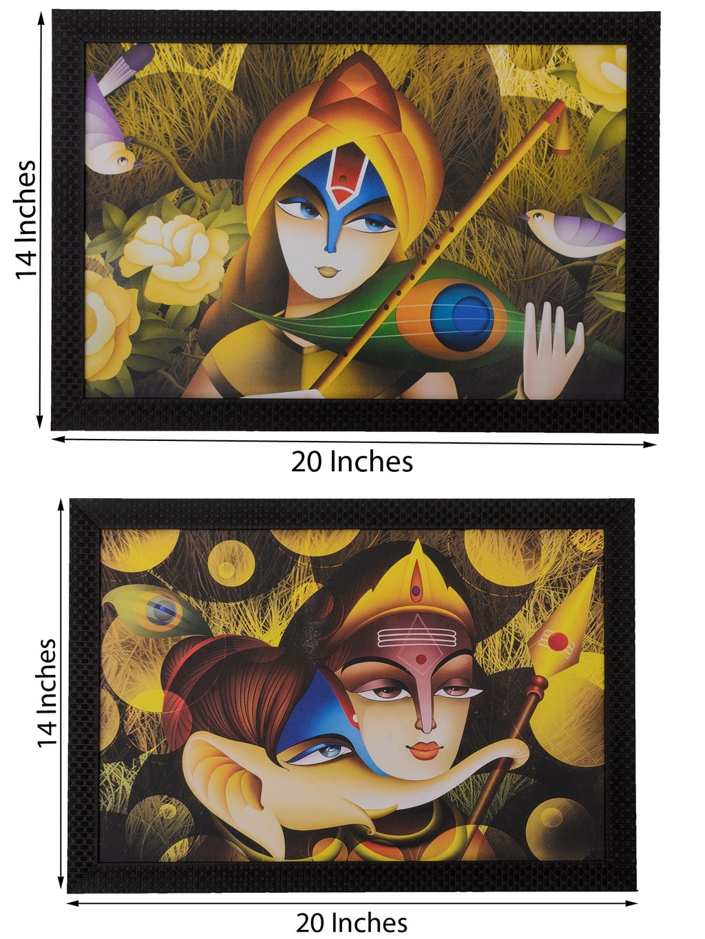 Set of 2 Radha Krishna Themed Satin Matt Texture UV Art Painting Kafalo