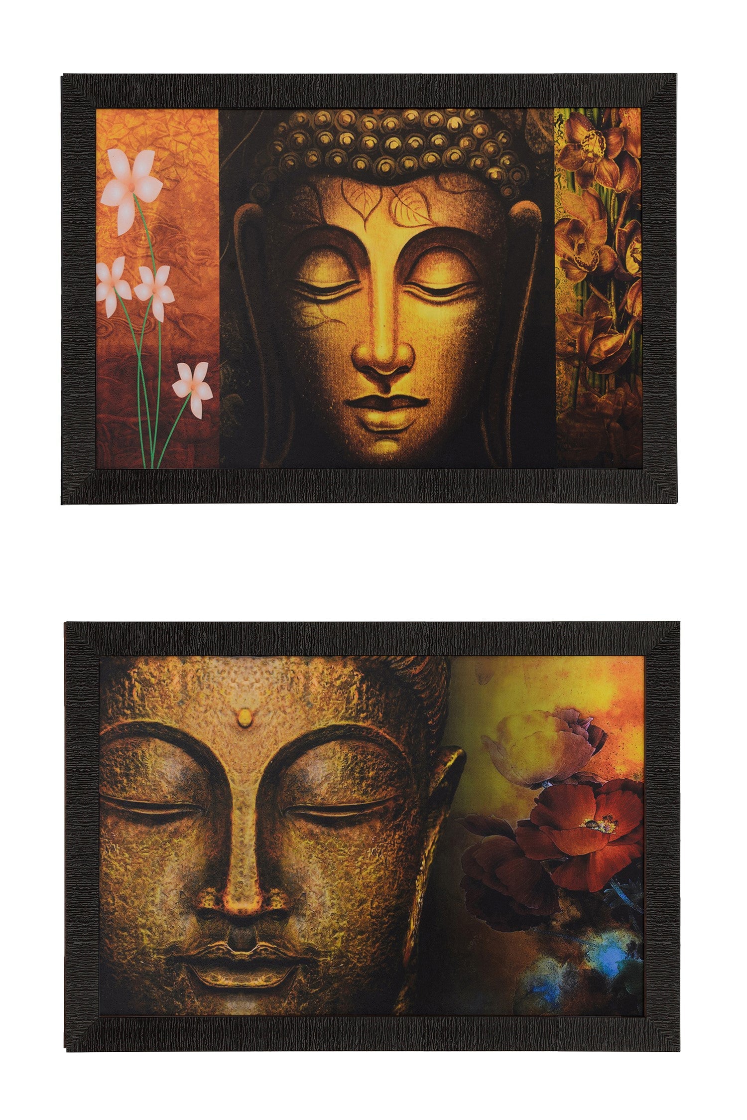 Set of 2 Meditating Buddha Satin Matt Texture UV Art Painting Kafalo