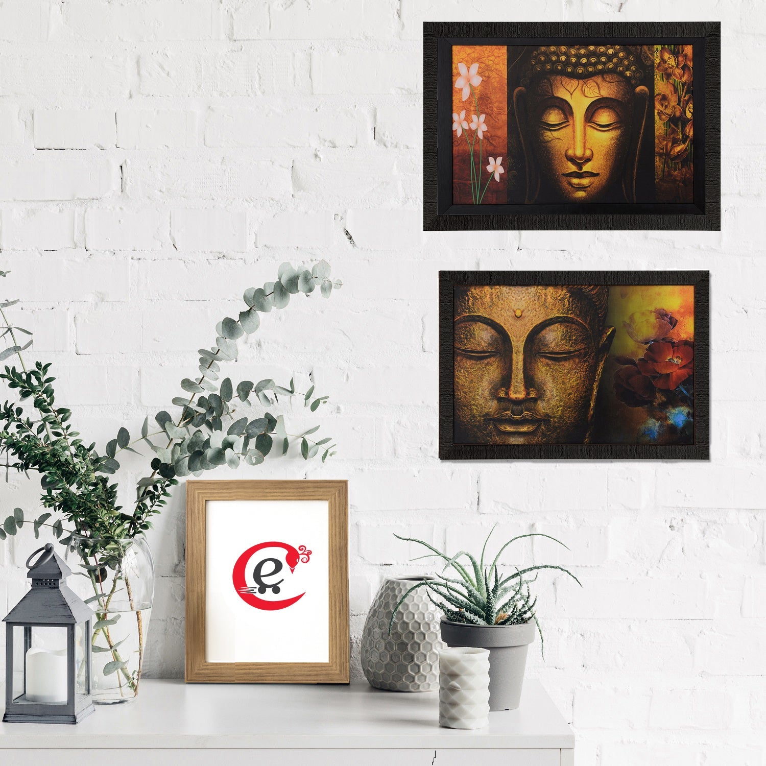 Set of 2 Meditating Buddha Satin Matt Texture UV Art Painting Kafalo