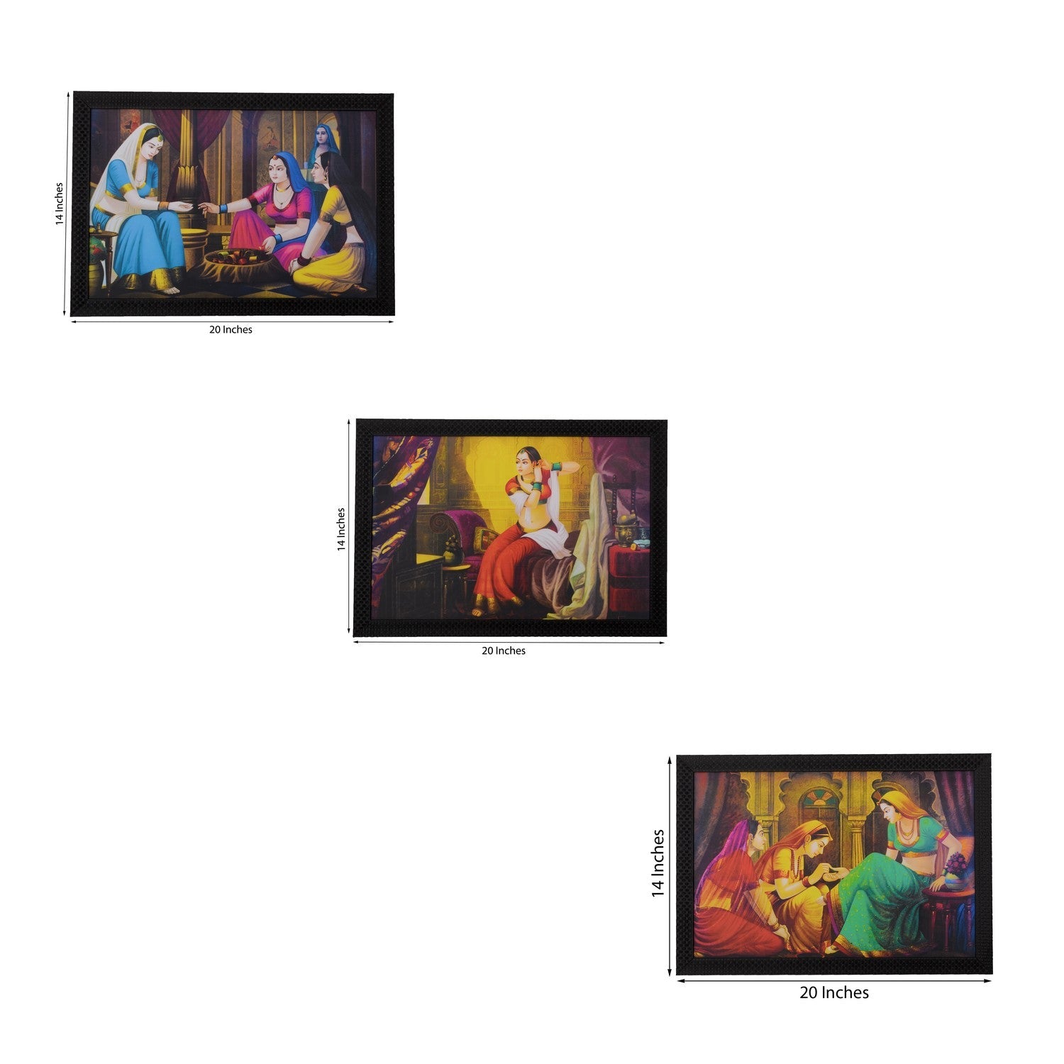 Set of 3 Village Scene Satin Matt Texture UV Art Painting Kafalo