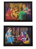 Set of 2 Village Scene Satin Matt Texture UV Art Painting Kafalo