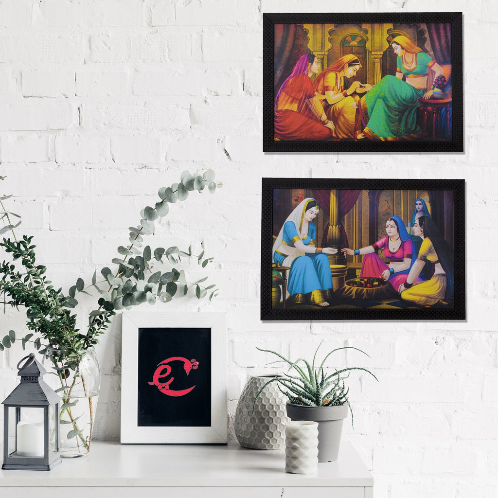 Set of 2 Village Scene Satin Matt Texture UV Art Painting Kafalo
