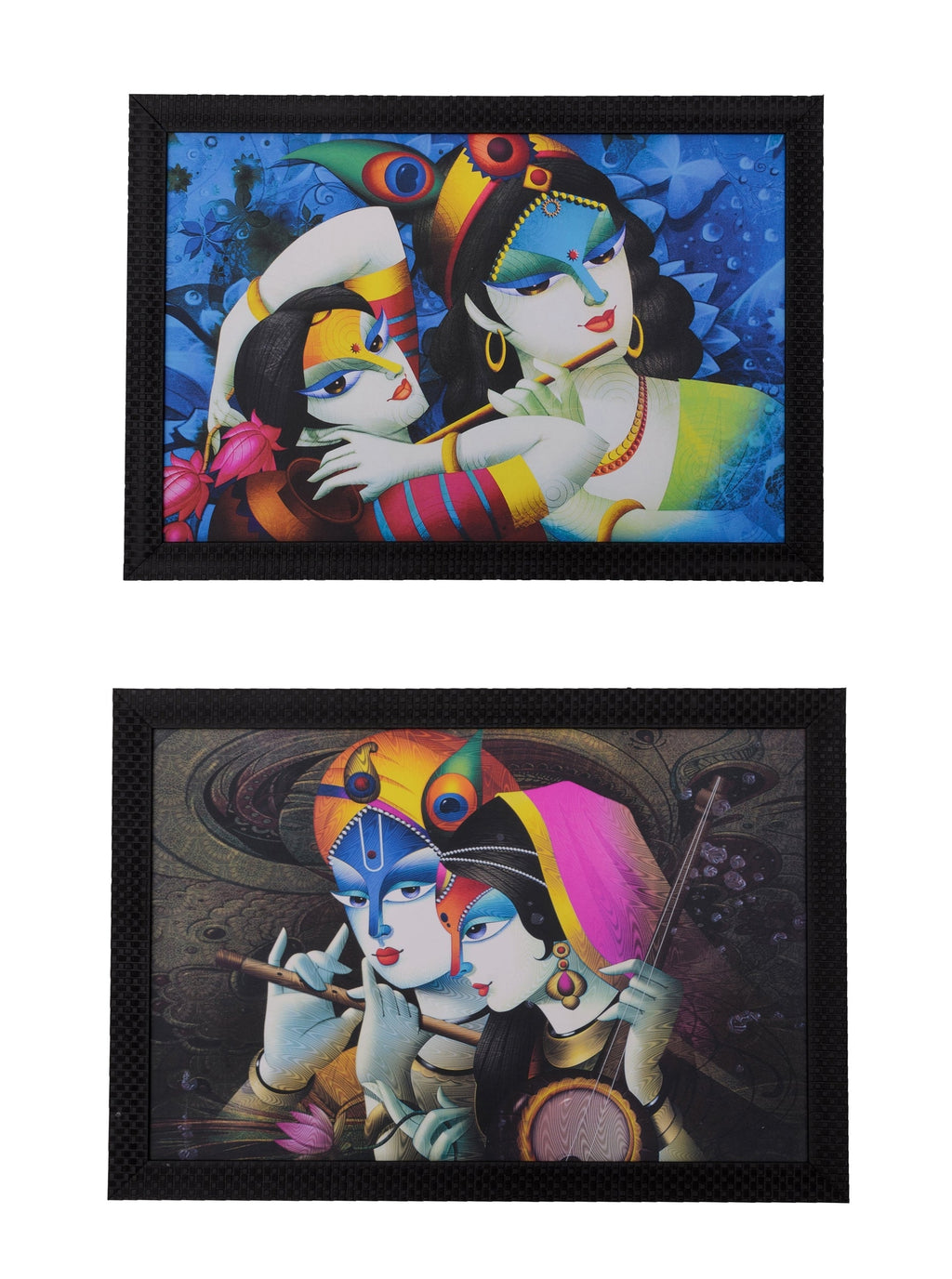 Set of 2 Radha Krishna Satin Matt Texture UV Art Painting Kafalo