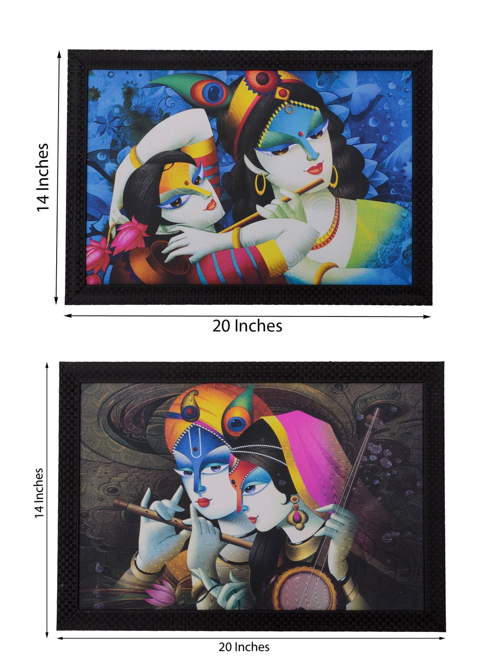 Set of 2 Radha Krishna Satin Matt Texture UV Art Painting Kafalo