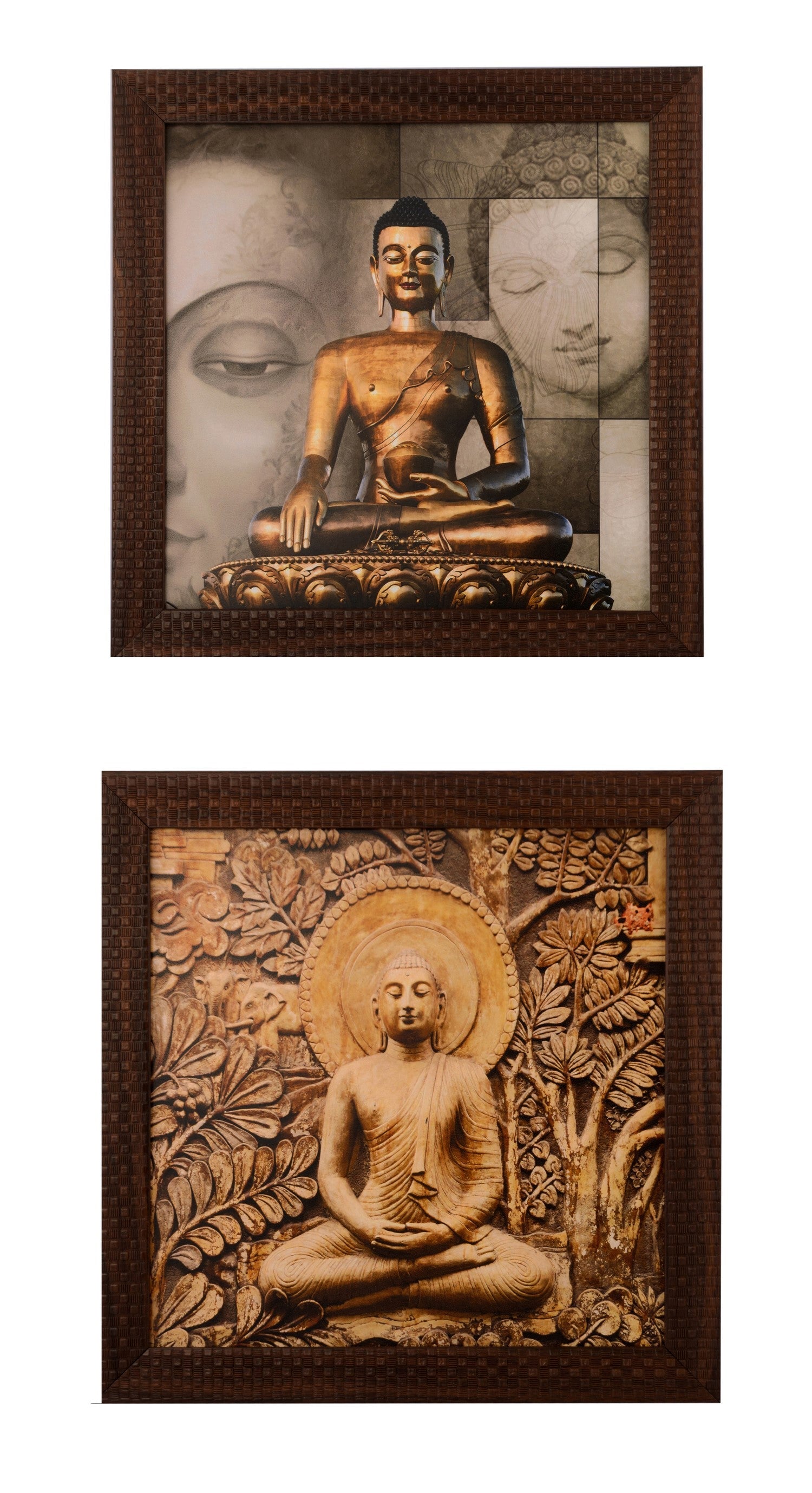 Set of 2 Meditating Buddha Satin Matt Texture UV Art Painting Kafalo