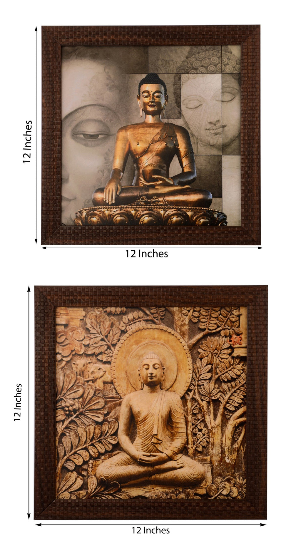 Set of 2 Meditating Buddha Satin Matt Texture UV Art Painting Kafalo