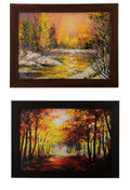 Set of 2 Nature's beauty under Sunlight Satin Matt Texture UV Art Painting Kafalo