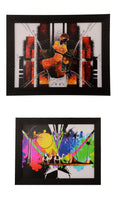 Set of 2 Abstract Satin Matt Texture UV Art Painting Kafalo