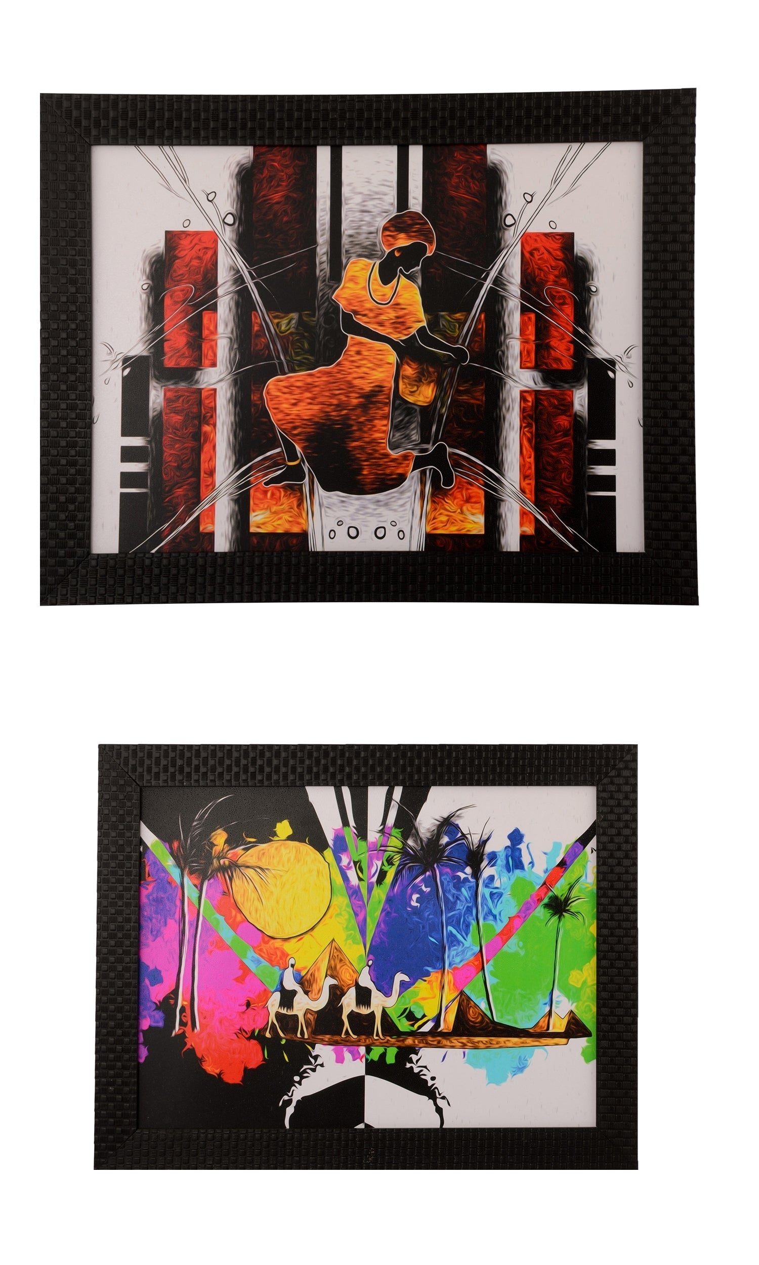 Set of 2 Abstract Satin Matt Texture UV Art Painting Kafalo