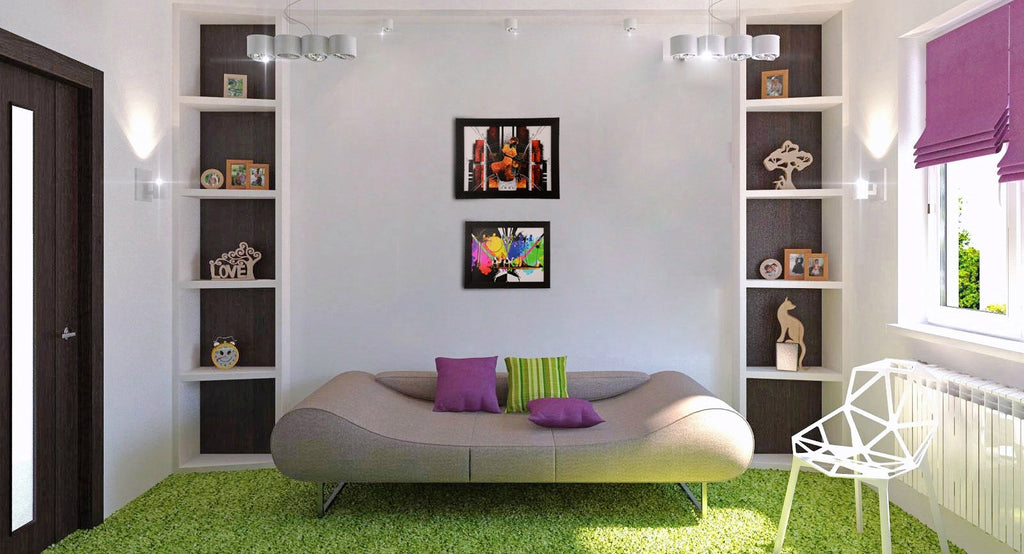 Set of 2 Abstract Satin Matt Texture UV Art Painting Kafalo