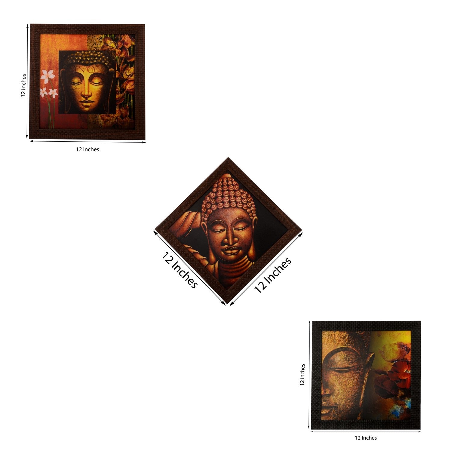 Set of 3 Meditating Buddha Satin Matt Texture UV Art Painting Kafalo