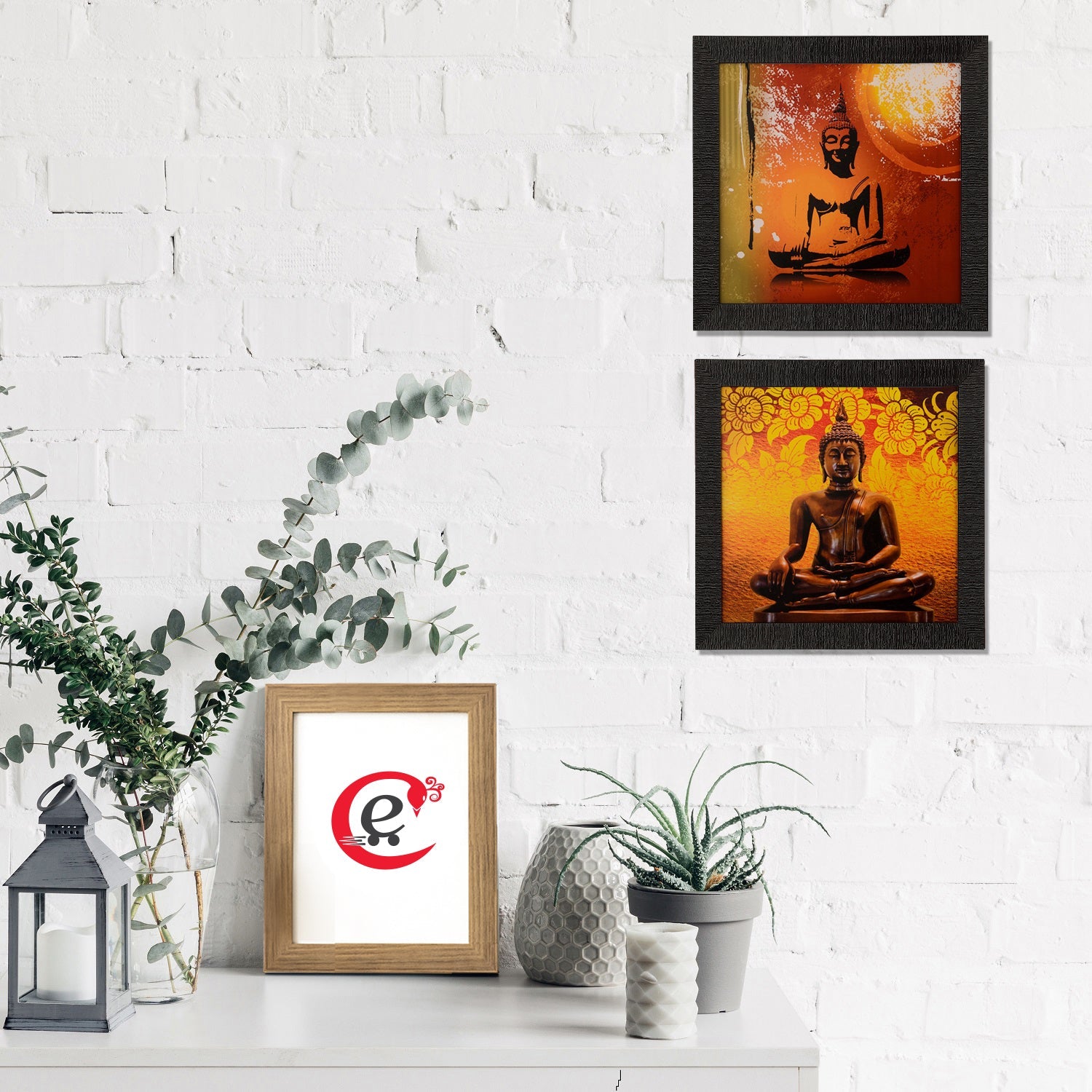 Set of 2 Meditating Buddha Satin Matt Texture UV Art Painting Kafalo