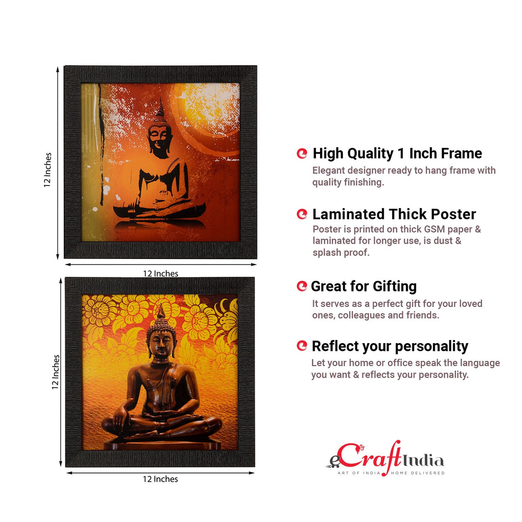 Set of 2 Meditating Buddha Satin Matt Texture UV Art Painting Kafalo