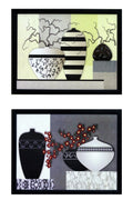 Set of 2 Botanical Pots Satin Matt Texture UV Art Painting Kafalo