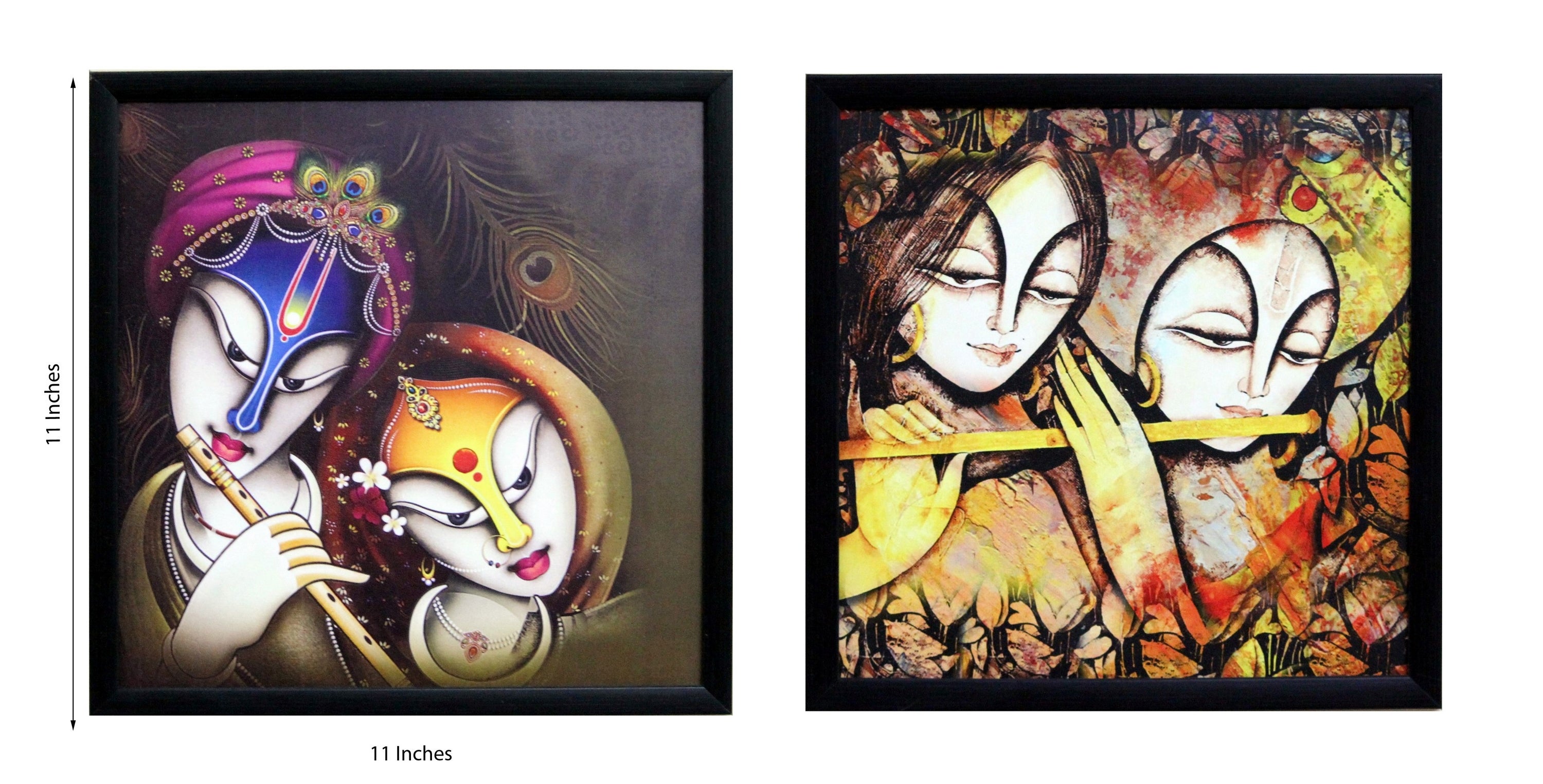 Set of 2 Radha Krishna Satin Matt Texture UV Art Painting Kafalo