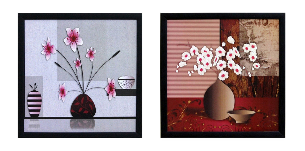 Set of 2 Botanical Pots Satin Matt Texture UV Art Painting Kafalo