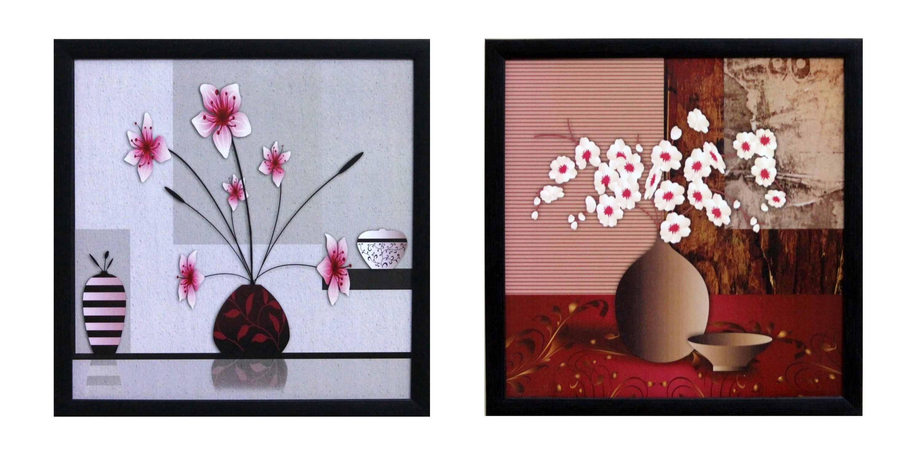 Set of 2 Botanical Pots Satin Matt Texture UV Art Painting Kafalo