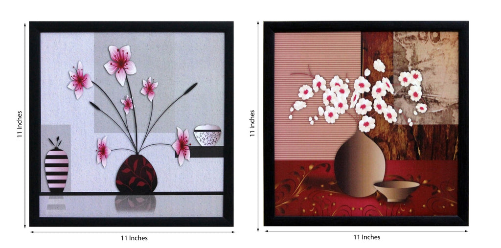 Set of 2 Botanical Pots Satin Matt Texture UV Art Painting Kafalo