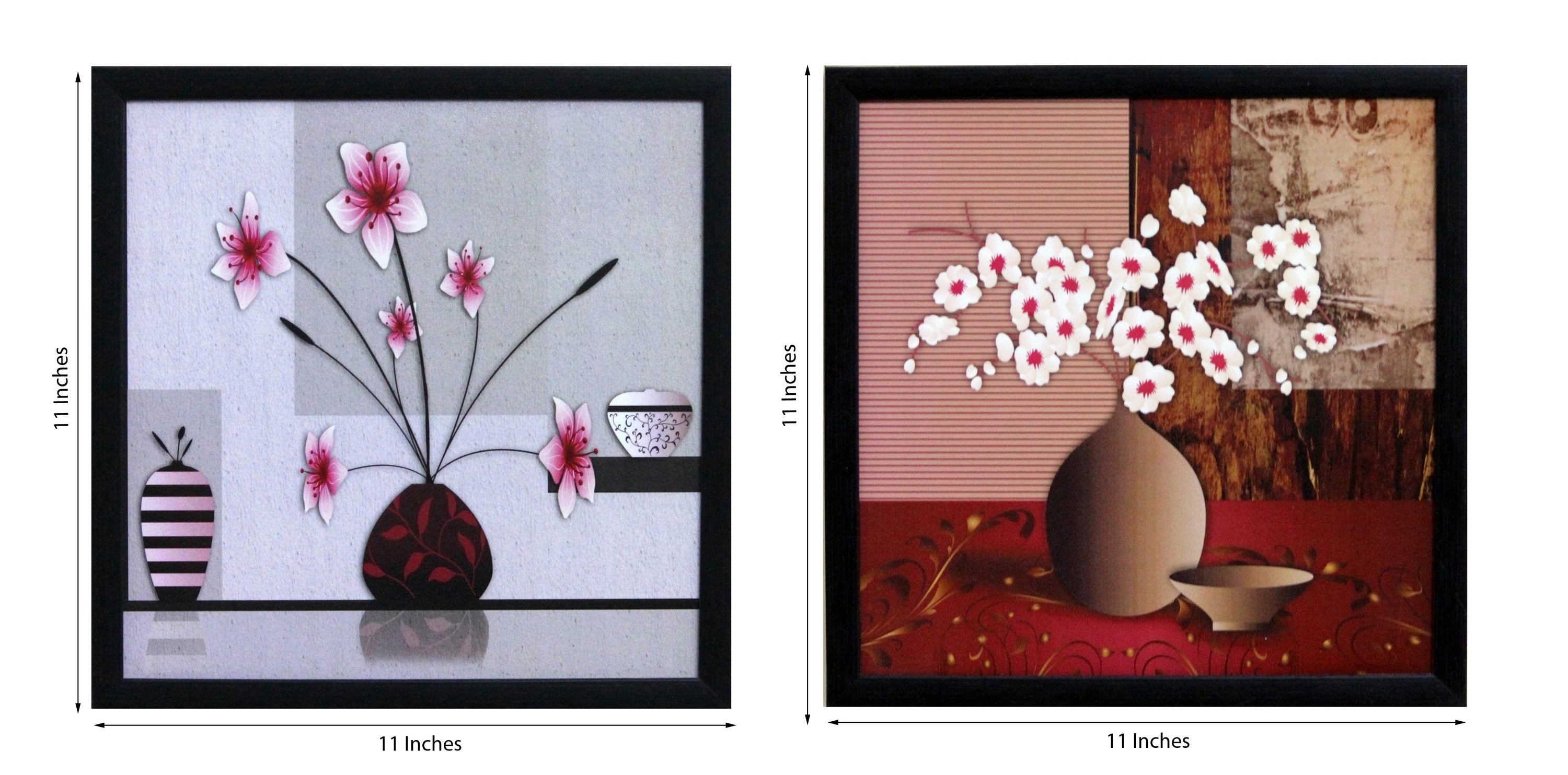 Set of 2 Botanical Pots Satin Matt Texture UV Art Painting Kafalo